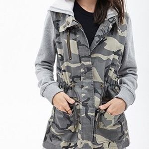 Forever 21 Hooded Camo Utility Jacket